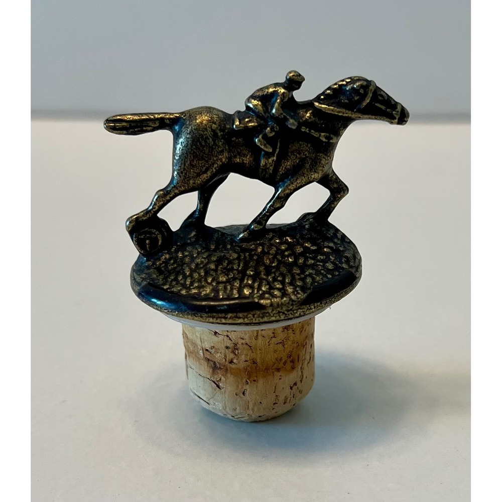 Blanton's Bourbon Horse and Jockey Bottle Stopper T Cork Collectible Bronze Tone